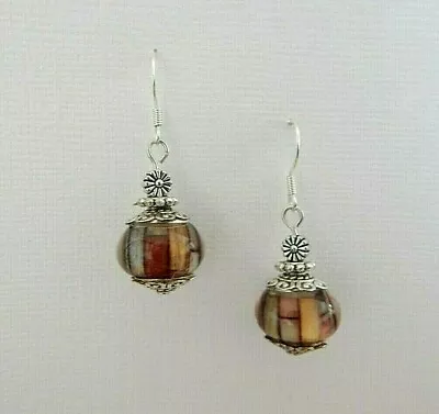 925 Sterling Silver Hook European Murano Glass Lampwork Beads Dangle Earrings • $11.98