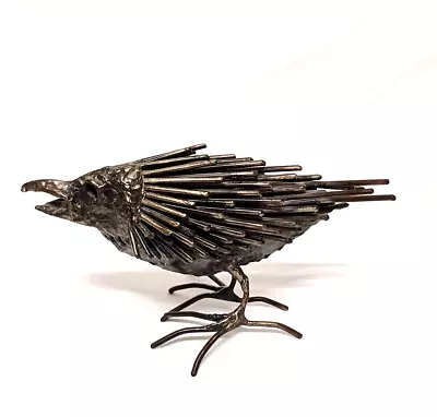 Vintage Brutalist Abstract Metal Raven Bird Sculpture Signed Ar • $150