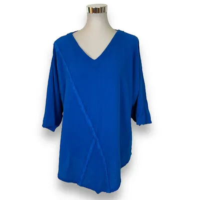 Oh My Gauze 1 Size M/L Blue Tunic Top Pointed Hem V Neck Boho Beach • $26