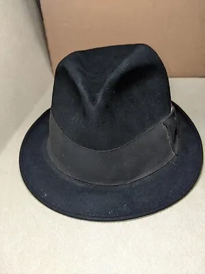 Vintage Dunlap Supreme Men's Black Fedora Hat~Kashmir Finish~7 1/4 • $40