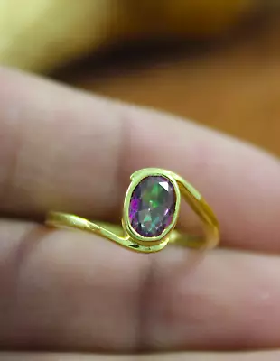 Mystic Topaz Ring 18k Gold Plated Handmade Ring Promise Ring Best Friend Gift • $15.76