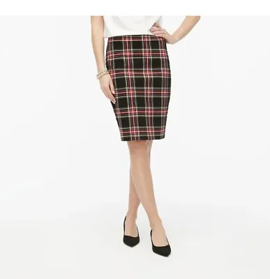 J Crew Size 0 Chic Cotton Sateen Pencil Skirt In Stewart Tartan Plaid • $24.99