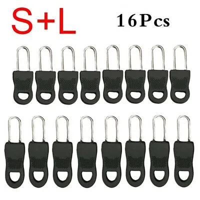 16x Universal Metal Zipper Pull Fixer Slider Puller Repair Replacement Zip Head • £4.95