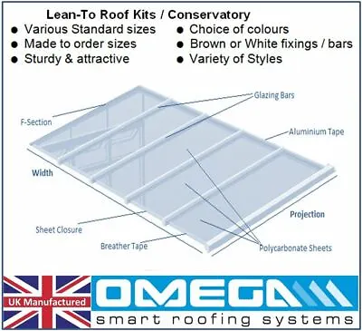 £454.92 • Buy 10mm Polycarbonate Sheet Roof Kit - Lean To Conservatory DIY - 3.5m Projection