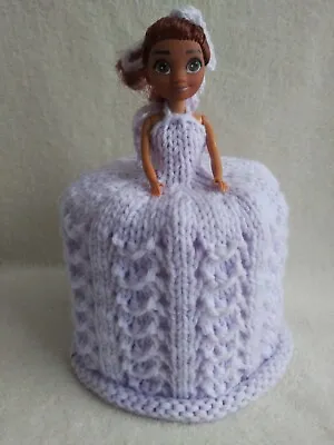 £9.99 • Buy Lilac Hand Knitted Toilet Roll Doll Cover