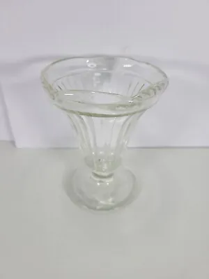 Vintage Ice-cream Sundae Parfait Glass Scalloped Rim Ribbed  Sides Footed • $14.95