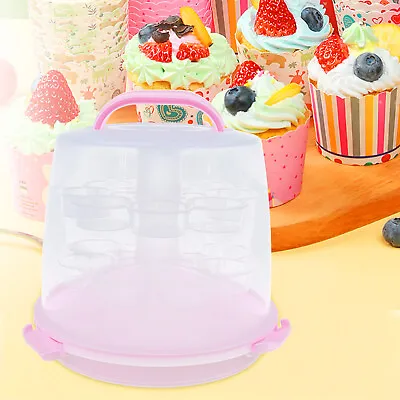 24 Cup Cake Storage 3-Tiers Plastic Cupcake Holder Carry Carrier Box With Handle • £19.86