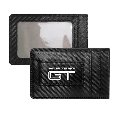 Ford Mustang GT Black Carbon Fiber RFID Card Holder Wallet With Money Clip • $20.99