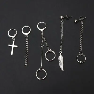 £4.82 • Buy 5Pcs Titanium Steel KPOP Boy Album Tassel Chain Drop Earrings Kit Korean Jewelry
