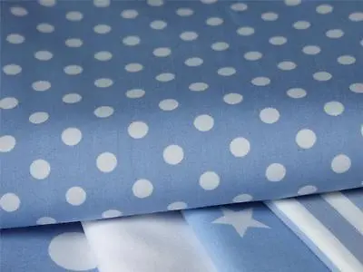 £2.45 • Buy PALE BLUE 7mm SPOTS SPOTTY 100% Pure Cotton FABRIC Craft Dress Making Bunting