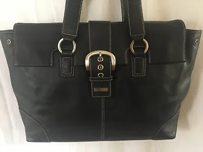 Franklin Covey Black Leather Shoulder Bag Tote Career Laptop Handbag • $35