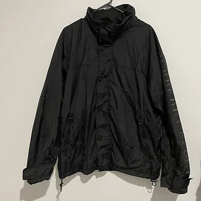 Vintage Burberry Sport Mens Black Nylon Windbreaker Full Zip Jacket Size XL RARE • $149.50