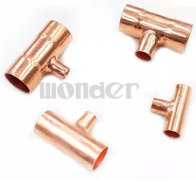 Inner Diameter 8-54mm Copper End Feed Reducer Tee 3 Way Pipe Fitting Gas Oil • $2.99