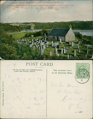 Menai Straits Llanfair Etc Church GB 1911 Bangor Cancel WA & S Grosvenor Series • £4.10