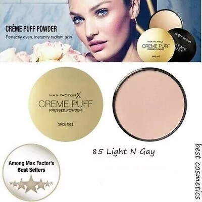 Max Factor Creme Puff Pressed Face Compact Powder Makeup 85 Light N Gay 21g SALE • $15.35