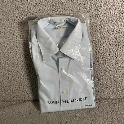 Van Heusen Shirt Mens 15 1/2 Blue Button Down Single Needle Dress Shirt NOS New • $8.09