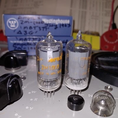 $75 • Buy TWO (2) AMPEREX 1960-63 HOLLAND  Model  ZM1000 Nixie Clock Vacuum Tubes *Exc*