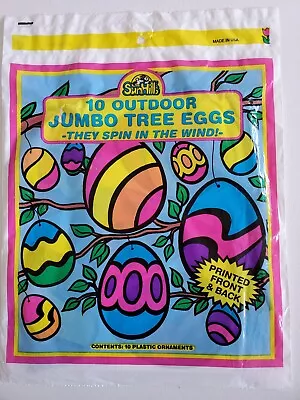 NOS VTG 90s SET OF 10 PLASTIC SPINNING EGG TREE DECORATIONS Easter Sun Hill NEW • $6.99