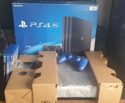 $350 • Buy Sony PlayStation 4 PS4 Pro 1TB Console CUH-7002B BOXED | 2 Controllers + 3 Games