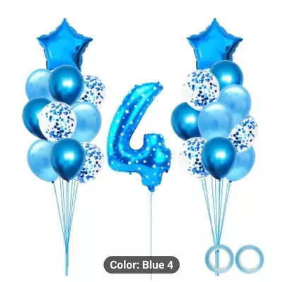 24 Pieces Balloons Blue Number 4 Metallic Confetti Ribbon Rolls • $9