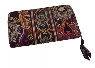 Vera Bradley Wallet Safari Sunset Retired Purple Paisley Clutch Quilted Zip • $10