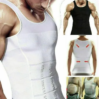 Control Underwear Shirt Corsets Compression Vest Men's Shapewear Body Shaper • £5.60