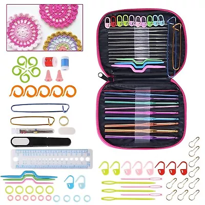£9.78 • Buy Crochet Hooks Set Soft Grip Handles Knitting Needles Multi Colour Aluminium
