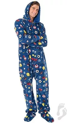 NWT Super Sports Adult Hoodie Hooded Footed Pajamas 1 PC MP/W *See Desc.for Size • $59.99