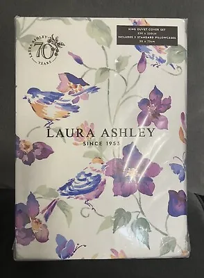 Laura Ashley Elmswell Violet Printed Floral  KING SIZE DUVET COVER SET BNIP • £54.99