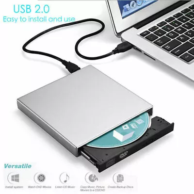 £9.95 • Buy External USB DVD ROM CD ROM Drive Rewriter Burner Writer For Laptop PC MAC