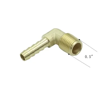 Male Elbow 90 Degree 1/4  NPT* 1/4  Barb Adapter Brass Barb Fitting • $6.99