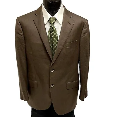 New J Hilburn BESPOKE Sport Coat Brown Jacket GUABELLO Wool CLASSIC Fit Blazer • $179.99