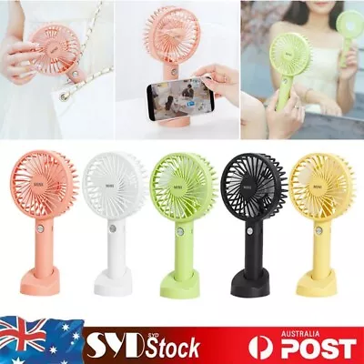 $5 • Buy Mini Portable Hand-held Desk Fan Cooling Cooler USB Air Rechargeable 3 Speed AUS