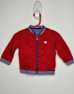 Mayoral Reversible Jacket Baby Boys Size 4-6 Months  Zip Up Lightweight Blue Red • $11.54