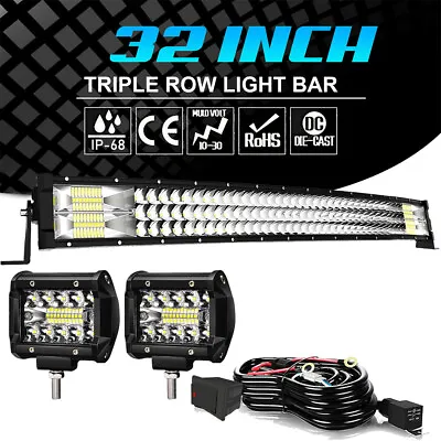 TRI-Row 32inch 441W Curved LED Light Bar Spot Flood Truck Offroad VS 30 34 36  • $59.98