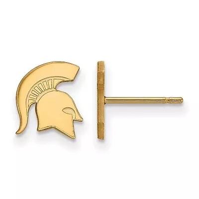 Michigan State University Spartans Mascot Logo Post Earrings Gold Plated Silver • $55.99