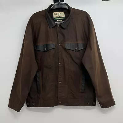 Vintage Jacaru Brown Oil Skin Waxed Cotton Canvas Bomber Jacket Men's M Pockets • $79