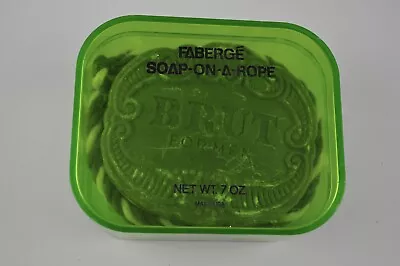 Vintage Faberge BRUT Soap On A Rope 7 Oz Big Green Bar With Plastic Box • $24