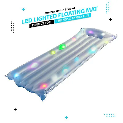Led Lighted Jilong Inflatable Swimming Pool Floating Air Mattress Beach Lilo • £12.89