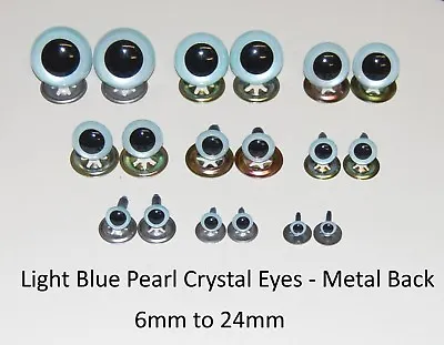 LIGHT BLUE PEARL METAL BACK Crystal Eyes -Teddy Bear Soft Toy Animal Safety • £3.29