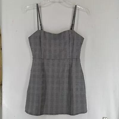 NWT Zaful Mini Dress Strapless Plaid L Gray • $15.70