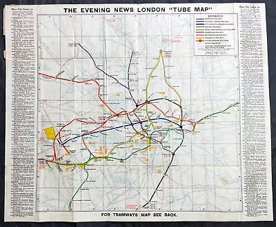 1907-10 George Philip Large Early London Underground Map • $412.50