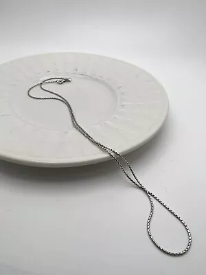$250 • Buy 18K White Gold Box Chain Necklace 18  X 1mm, 3.7g Signed 750 Italy