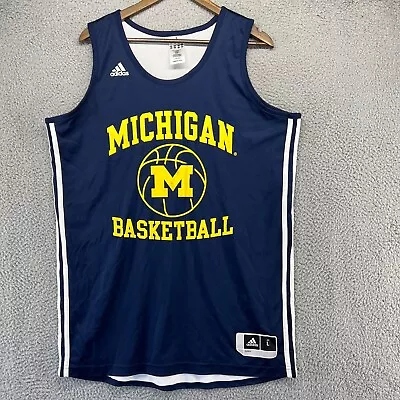 Adidas Michigan Basketball Jersey Mens Large Blue Reversible Practice Team A3 • $11.97