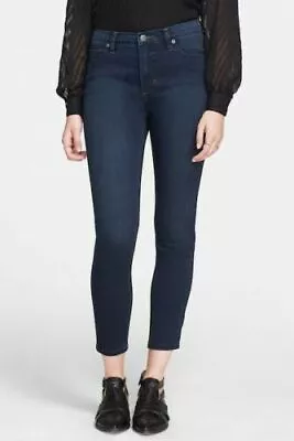 Free People 27 High Rise Dark Wash Skinny Slim Jeans Stretch EUC Cute Wow Boho • $39.99