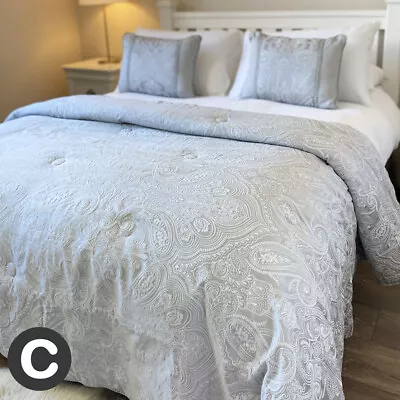 Luxury Silver Dove Grey Floral Duvet Covers Curtains Bedspreads Throws Cushions • £19.95