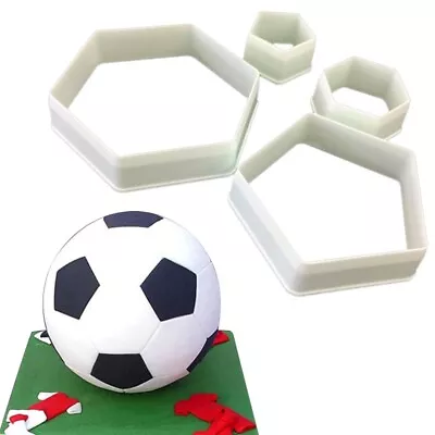 £5.84 • Buy 4Pcs Hexagon Football Plastic Cookie Cutter Sugar Fondant Cake Decorations Molds