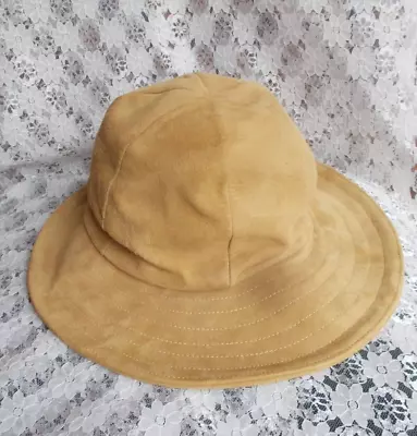 Vintage 1960's Hat Camel Suede Floppy Hat Made In USA Women One Size • $34.99