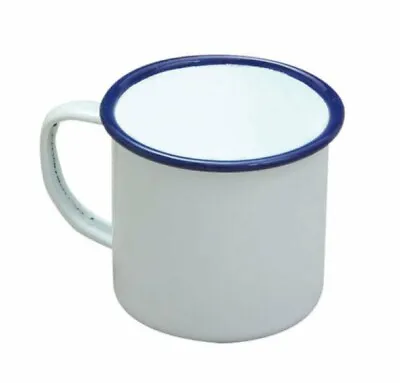 Falcon Enamelware 284ml Traditional Enamel White Mug 8cm 1/2pt 0.28lt  Camping • £7.49