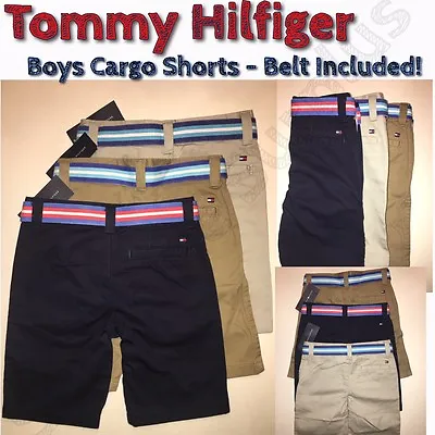 Tommy Hilfiger Boys Cargo Shorts With Belt - VARIETY Of Sizes And Colors NWT • $14.23